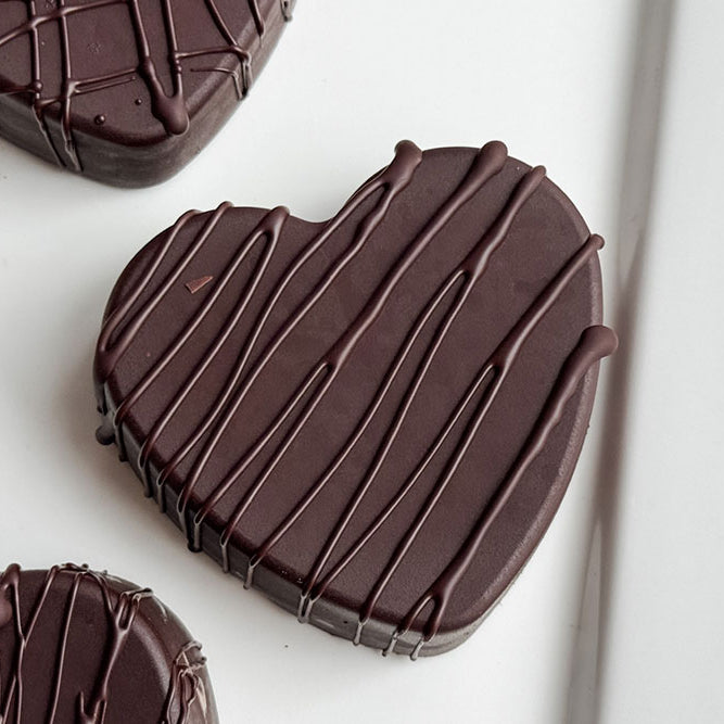 Image of Reese's Inspired Peanut Butter Chocolate Hearts made with Peru 72% Dark Luker Chocolate