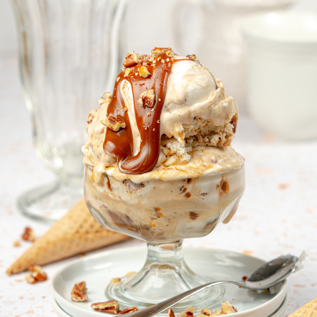  no churn turtle ice cream is a dream! Creamy vanilla ice cream meets luxurious swirls of velvety caramel, dark chocolate ganache, and toasted pecans