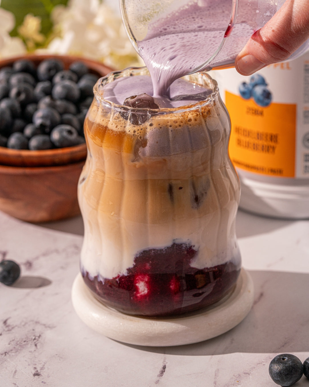 An easy to make blueberry latte
