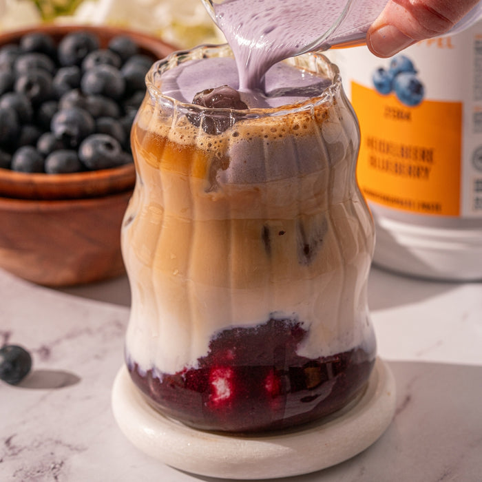 An easy to make blueberry latte