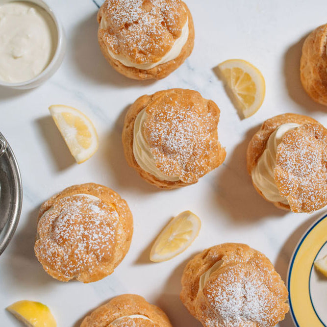 Large Cream Puffs filled with lemon flavored pastry cream