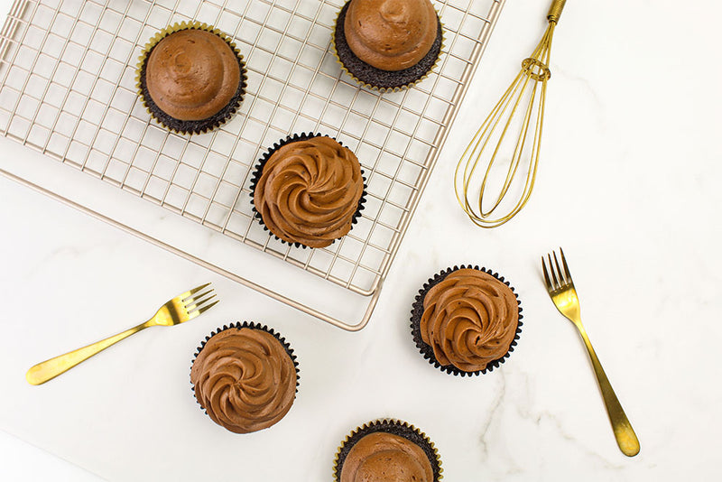Chocolate cupcakes with chocolate espresso frosting
