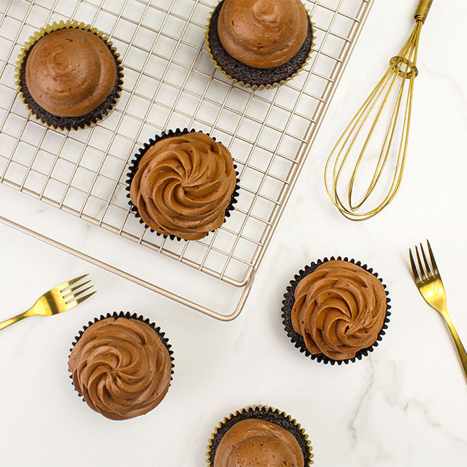 Chocolate cupcakes with chocolate espresso frosting