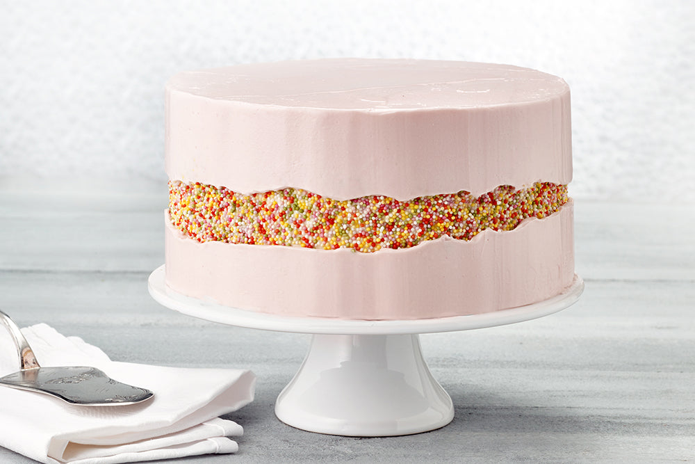 Fault line cake sprinkle technique 