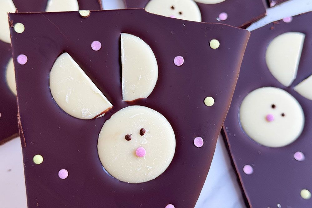 Image of dark chocolate bunny bark