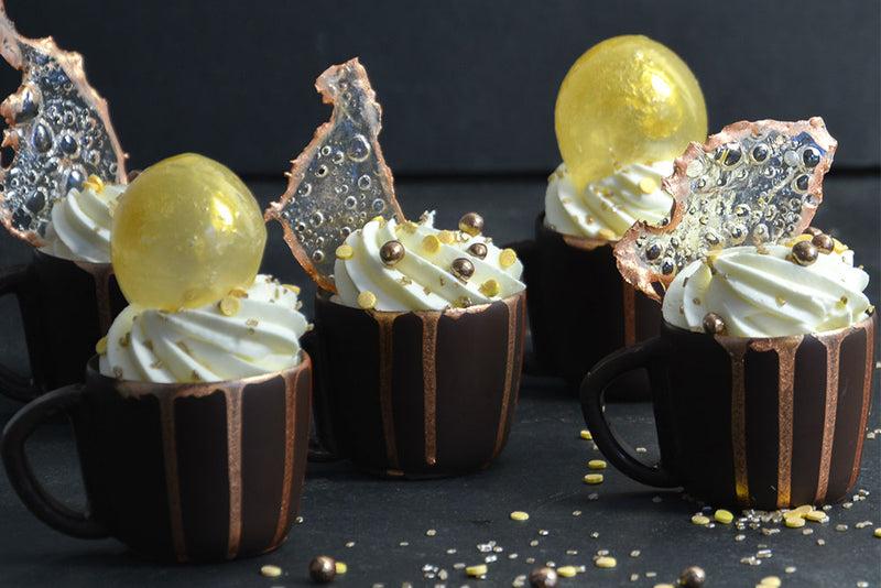 Mousse filled chocolate cups with sugar decor recipe