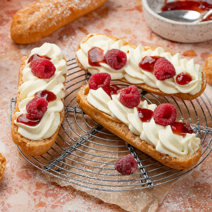 Raspberry Almond Eclairs