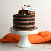 Rainbow Happy Birthday Chocolate Decor on chocolate cake