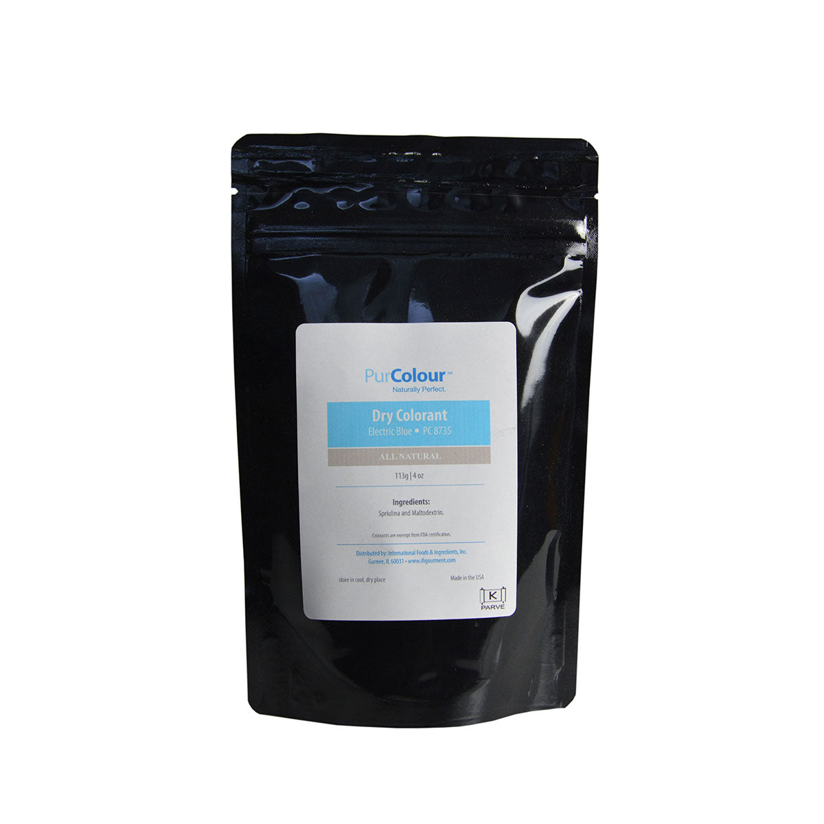 Dry colorant electric blue in bag packaging purcolour